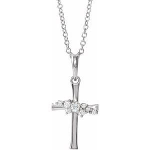 Ladies Natural Diamond Cluster Cross Necklace (Si2-Si3, G-H) — Platinum