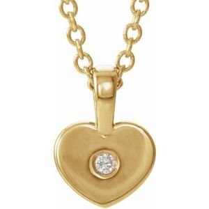 Ladies Natural Diamond Youth Heart Necklace (I1, G-H) — 14K Yellow Gold