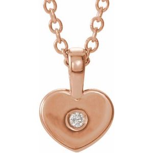 Ladies Natural Diamond Youth Heart Necklace (I1, G-H) — 14K Rose Gold