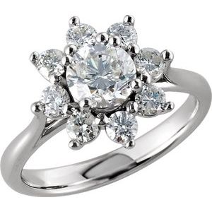 Ladies Natural Diamond Cluster Ring (I1, G-H) — 14K White Gold