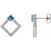 Ladies Natural Aquamarine Natural Diamond Earrings — Sterling Silver