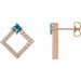 Ladies Natural Aquamarine Natural Diamond Earrings — 14K Rose Gold