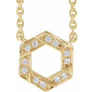 Ladies Natural Diamond Geometric Necklace (I1, Ghi) — 14K Yellow Gold