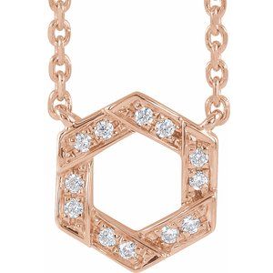 Ladies Natural Diamond Geometric Necklace (I1, Ghi) — 14K Rose Gold