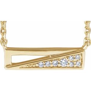 Ladies Natural Diamond Bar Necklace (I1, Ghi) — 14K Yellow Gold