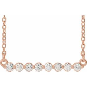 Ladies Natural Diamond Bar Necklace (I1, G-H) — 14K Rose Gold