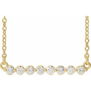 Ladies Natural Diamond Bar Necklace (I1, G-H) — 14K Yellow Gold
