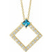 Ladies Natural Aquamarine Natural Diamond Necklace (I1, G-H) — 14K Yellow Gold
