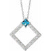 Ladies Natural Aquamarine Natural Diamond Necklace (Si2-Si3, G-H) — Platinum