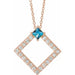 Ladies Natural Aquamarine Natural Diamond Necklace (I1, G-H) — 14K Rose Gold