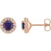 Ladies 4 mm Natural Amethyst Natural Diamond Earrings — 14K Rose Gold