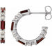 Ladies Natural Mozambique Garnet Natural Diamond 17.2 mm Hoop Earrings (I1, G-H) — Sterling Silver