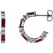 Ladies Natural Ruby Natural Diamond 17.2 mm Hoop Earrings (I1, G-H) — 14K White Gold