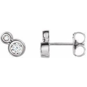 Ladies 5 mm Natural White Sapphire Natural Diamond Earrings — 14K White Gold