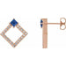 Ladies Natural Tanzanite Natural Diamond Earrings — 14K Rose Gold