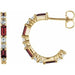 Ladies Natural Mozambique Garnet Natural Diamond 17.2 mm Hoop Earrings (I1, G-H) — 14K Yellow Gold