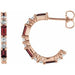 Ladies Natural Mozambique Garnet Natural Diamond 17.2 mm Hoop Earrings (I1, G-H) — 14K Rose Gold
