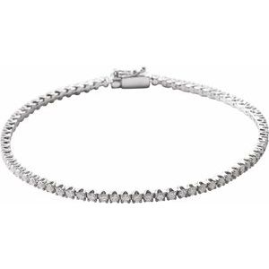 Ladies Natural Diamond Line Bracelet (I1, Ghi) — 14K White Gold