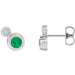 Ladies 5 mm Natural Emerald Natural Diamond Earrings — 14K White Gold