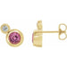 Ladies 5 mm Natural Pink Tourmaline Natural Diamond Earrings — 14K Yellow Gold