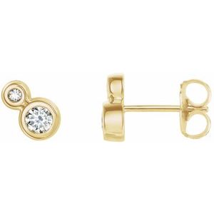 Ladies 5 mm Natural White Sapphire Natural Diamond Earrings — 14K Yellow Gold