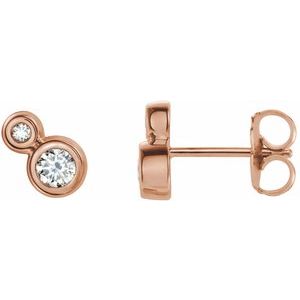 Ladies Natural Diamond Earrings — 14K Rose Gold