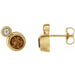 Ladies 5 mm Natural Citrine Natural Diamond Earrings — 14K Yellow Gold