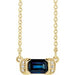 Ladies Natural Blue Sapphire Natural Diamond Bar Necklace (I1, G-H) — 14K Yellow Gold