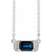 Ladies Natural Blue Sapphire Natural Diamond Bar Necklace (I1, G-H) — Sterling Silver