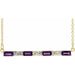 Ladies Natural Amethyst Natural Diamond Bar Necklace (I1, G-H) — 14K Yellow Gold