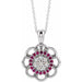Ladies Natural Ruby Natural Diamond Necklace (I1, G-H) — Sterling Silver