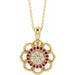 Ladies Natural Ruby Natural Diamond Necklace (I1, G-H) — 14K Yellow Gold