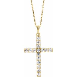 Ladies Natural Diamond Cross Necklace (I1, G-H) — 14K Yellow Gold