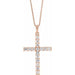 Ladies Natural Diamond Cross Necklace (I1, G-H) — 14K Rose Gold