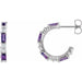 Ladies Natural Amethyst Natural Diamond 17.2 mm Hoop Earrings (I1, G-H) — Sterling Silver