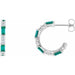 Ladies Natural Emerald Natural Diamond 17.2 mm Hoop Earrings (SI2-SI3, G-H) — Platinum