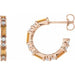 Ladies Natural Citrine Natural Diamond 17.2 mm Hoop Earrings (I1, G-H) — 14K Rose Gold