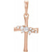 Ladies Natural Diamond Cluster Cross Pendant (I1, G-H) — 14K Rose Gold