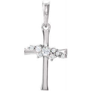 Ladies Natural Diamond Cluster Cross Pendant (I1, G-H) — Sterling Silver