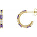 Ladies Natural Amethyst Natural Diamond 17.2 mm Hoop Earrings (I1, G-H) — 14K Yellow Gold