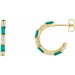 Ladies Natural Emerald Natural Diamond 17.2 mm Hoop Earrings (I1, G-H) — 14K Yellow Gold