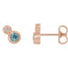 Ladies 5 mm Natural Blue Zircon Natural Diamond Earrings — 14K Rose Gold