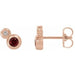 Ladies 5 mm Natural Mozambique Garnet Natural Diamond Earrings — 14K Rose Gold