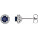 Ladies 4 mm Natural Blue Sapphire Natural Diamond Earrings — Sterling Silver