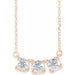 Ladies Natural Diamond Three-Stone Curved Bar Necklace (I1, G-H) — 14K Rose Gold