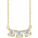 Ladies Natural Diamond Three-Stone Curved Bar Necklace (I1, G-H) — 14K Yellow Gold