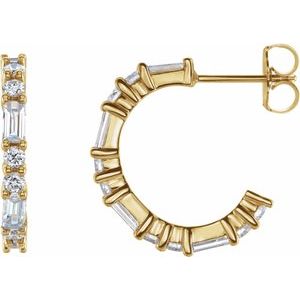 Ladies Natural Diamond 17.2 mm Hoop Earrings (SI2-I1, G-H) — 14K Yellow Gold