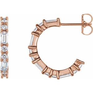 Ladies Natural Diamond 17.2 mm Hoop Earrings (SI2-I1, G-H) — 14K Rose Gold
