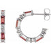 Ladies Natural Pink Tourmaline Natural Diamond 17.2 mm Hoop Earrings (I1, G-H) — Sterling Silver