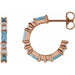 Ladies Natural Aquamarine Natural Diamond 17.2 mm Hoop Earrings (I1, G-H) — 14K Rose Gold